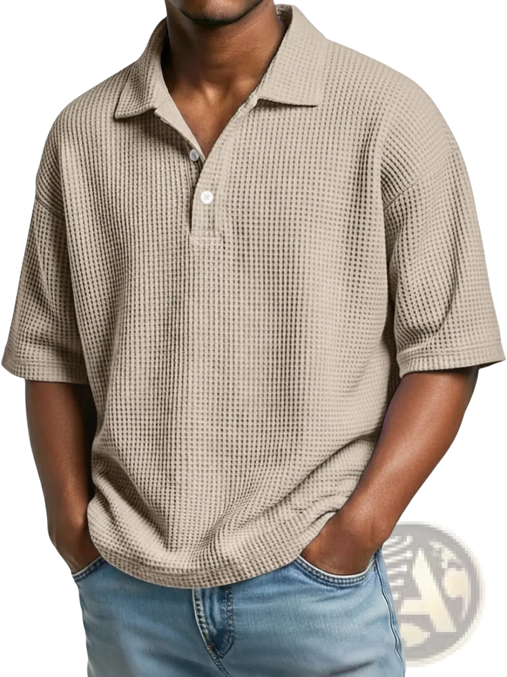 Men’s Slim Fit Waffle Knit Short Sleeve Polo Shirt