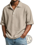 Men’s Slim Fit Waffle Knit Short Sleeve Polo Shirt