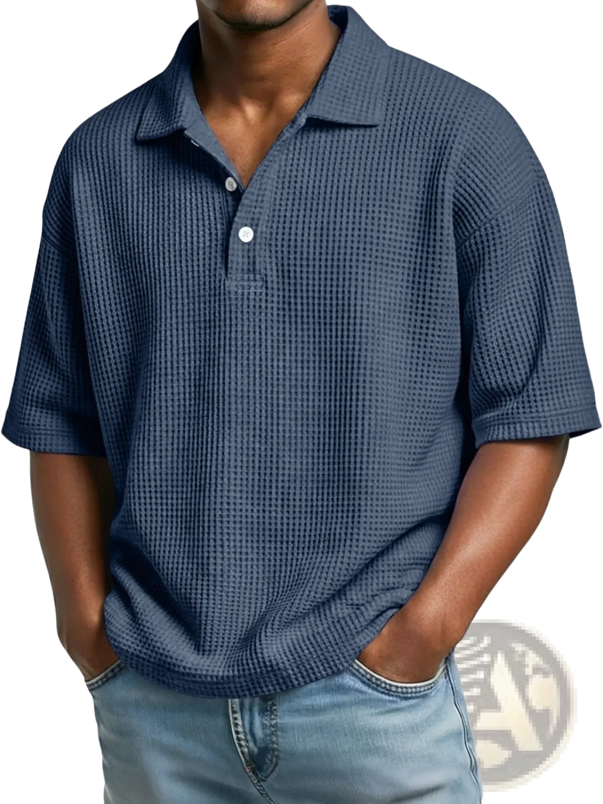 Men’s Slim Fit Waffle Knit Short Sleeve Polo Shirt