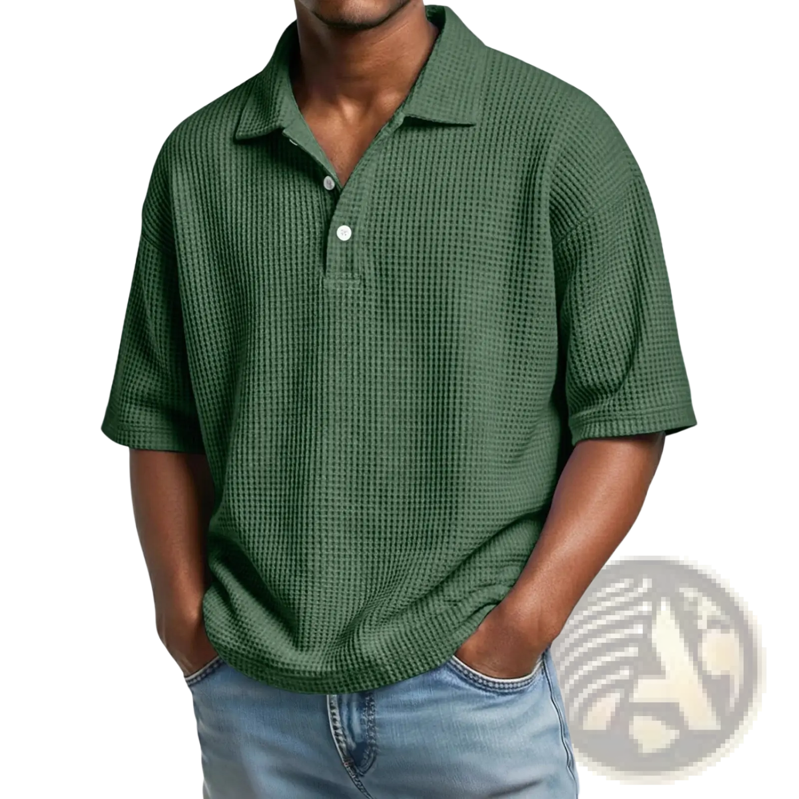 Men’s Slim Fit Waffle Knit Short Sleeve Polo Shirt