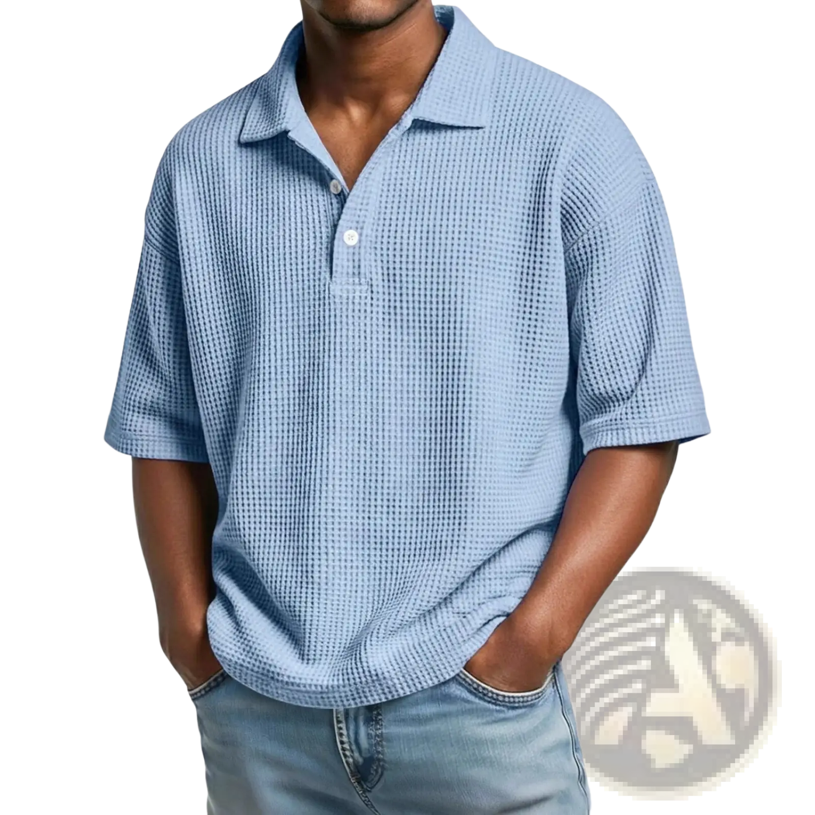 Men’s Slim Fit Waffle Knit Short Sleeve Polo Shirt
