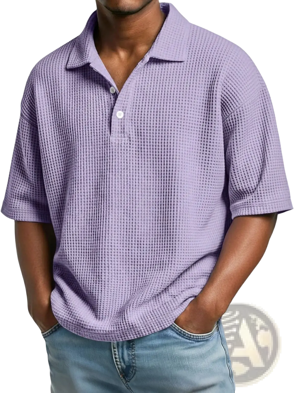 Men’s Slim Fit Waffle Knit Short Sleeve Polo Shirt