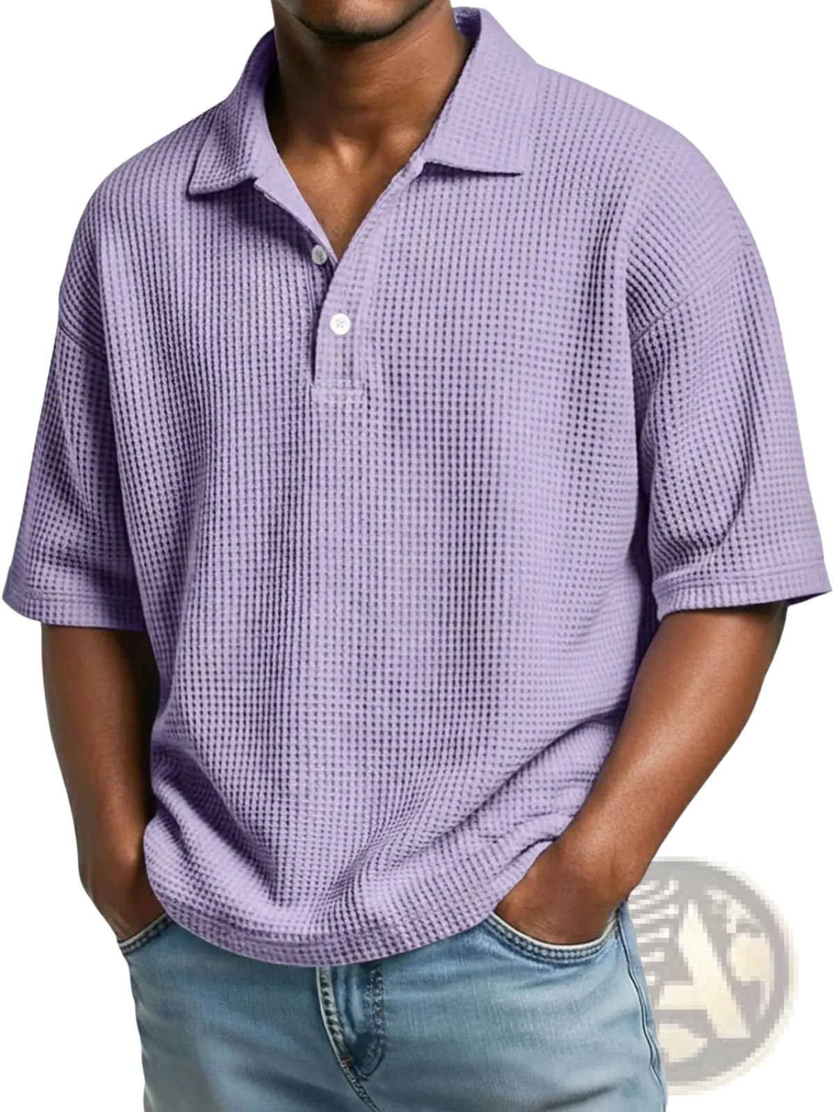 Men’s Slim Fit Waffle Knit Short Sleeve Polo Shirt