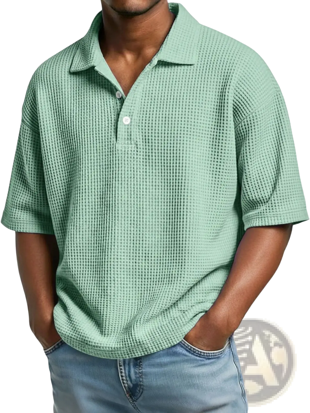 Men’s Slim Fit Waffle Knit Short Sleeve Polo Shirt