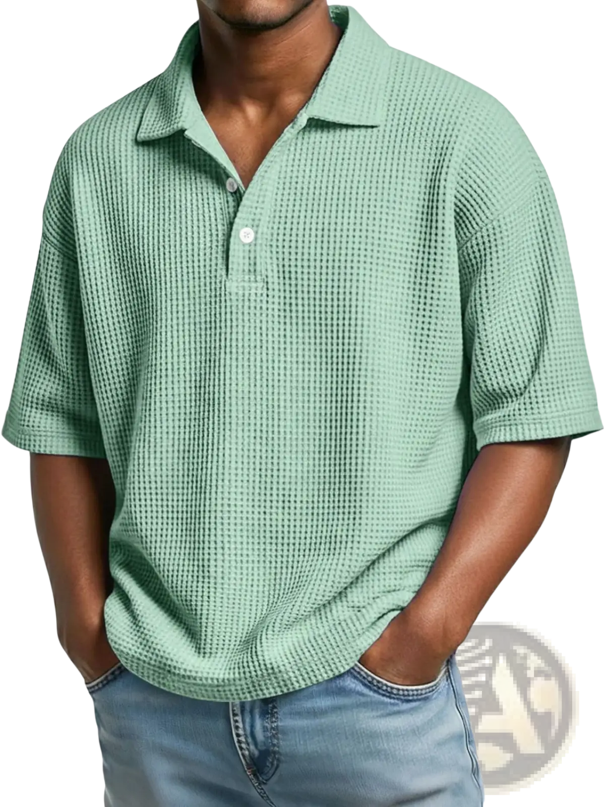 Men’s Slim Fit Waffle Knit Short Sleeve Polo Shirt