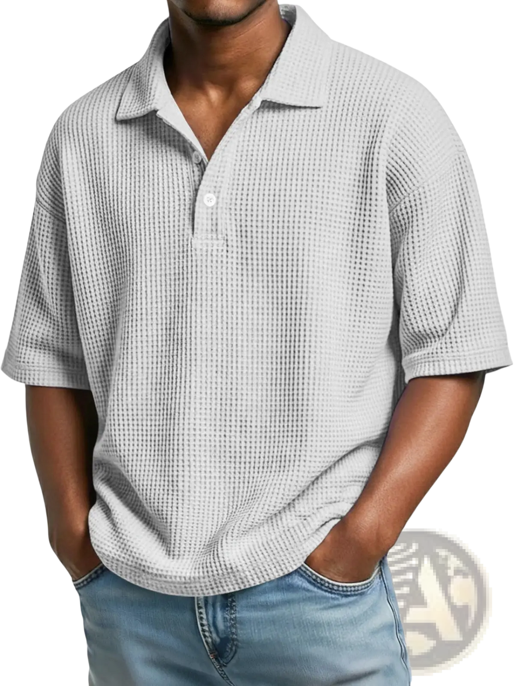 Men’s Slim Fit Waffle Knit Short Sleeve Polo Shirt