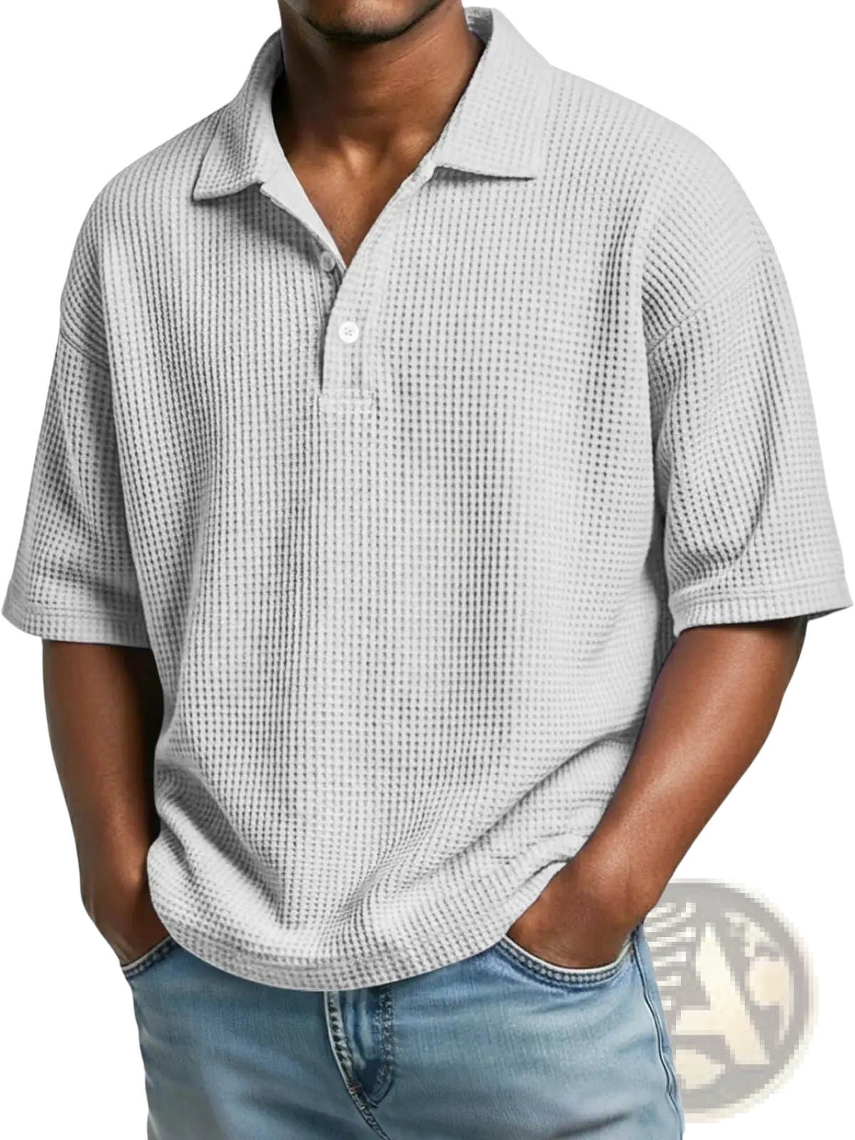 Men’s Slim Fit Waffle Knit Short Sleeve Polo Shirt